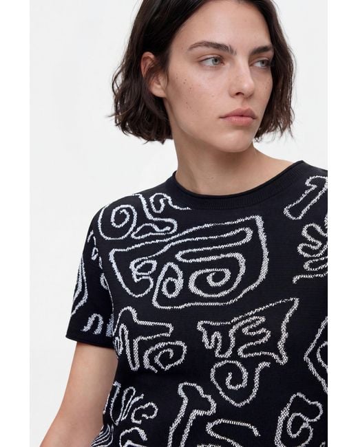 Desigual Black Jacquard Knit T-Shirt