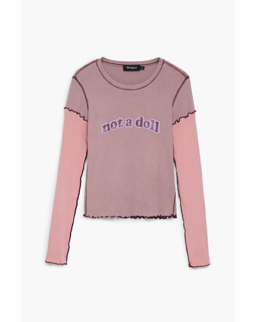 Desigual Pink T-Shirt Not A Doll, Cotton
