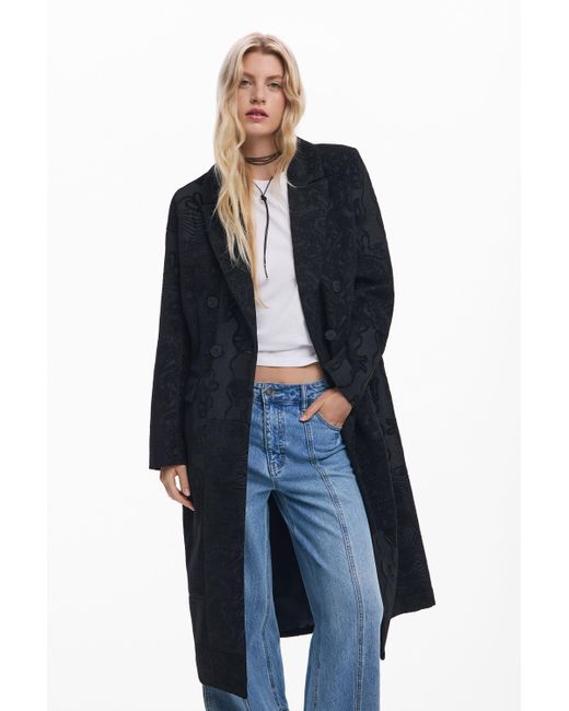 Desigual Blue Textured Coat