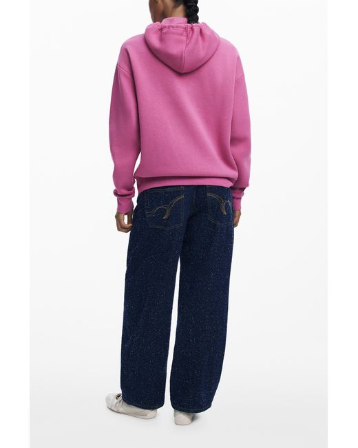 Desigual Pink Hoodie With Logo