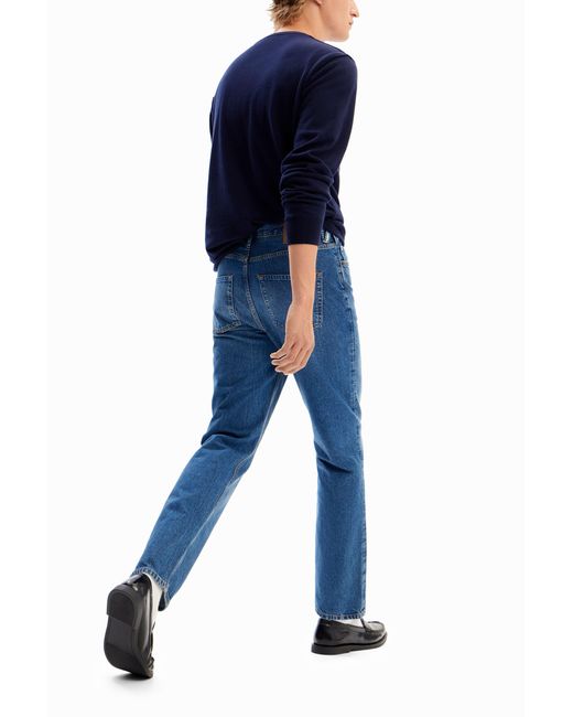 Desigual Blue Straight Jeans, Cotton for men