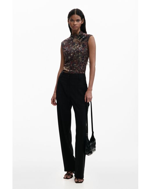 Desigual Black Oriental Sleeveless T-Shirt