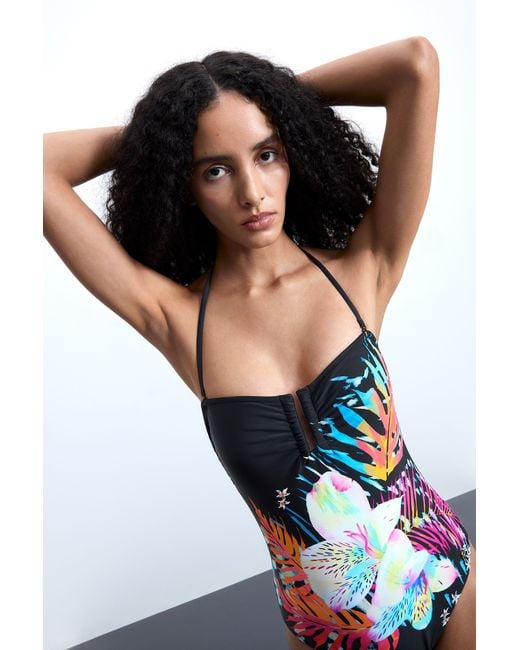 Desigual Black Tropical Swimsuit
