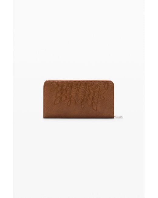 Desigual Brown Medium Embroidered Wallet, Polyurethane