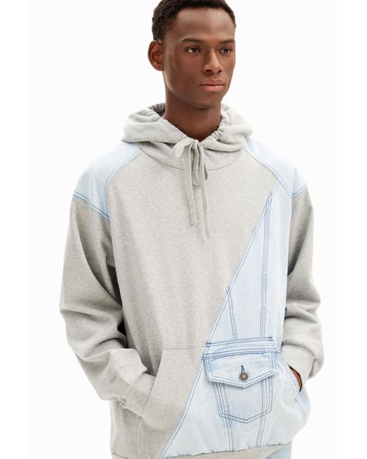 Desigual Gray Denim Hybrid Sweatshirt for men