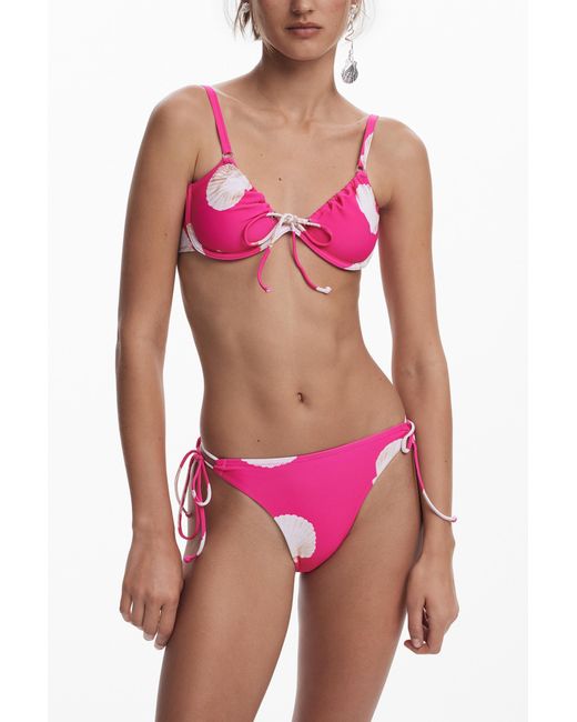 Desigual Pink Fuchsia Shell Bikini Top