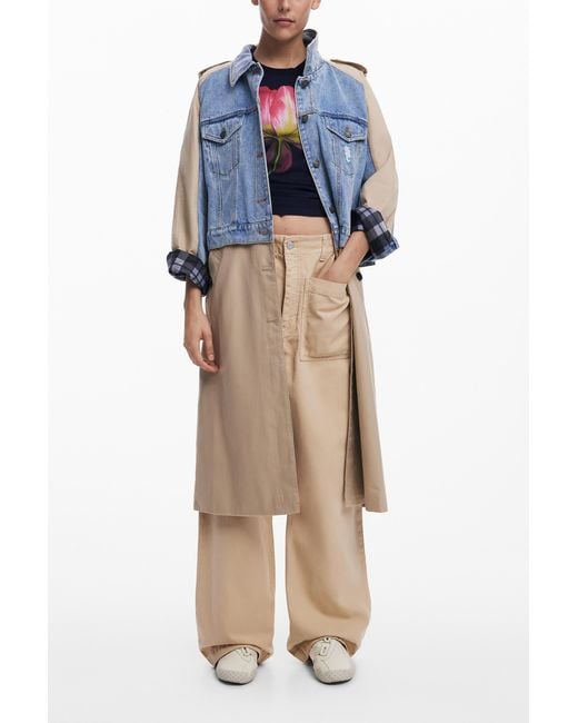 Desigual Blue Hybrid Denim Trench Coat