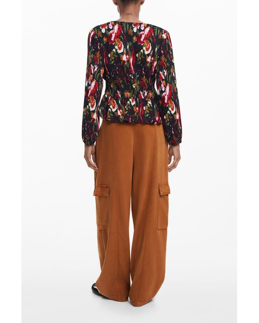 Desigual Red Floral Blouse, Polyester