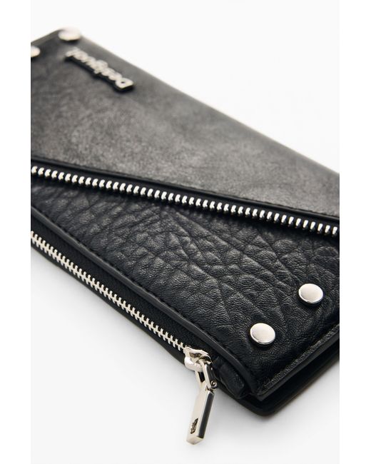 Desigual Black Large Zippered Wallet, Polyurethane
