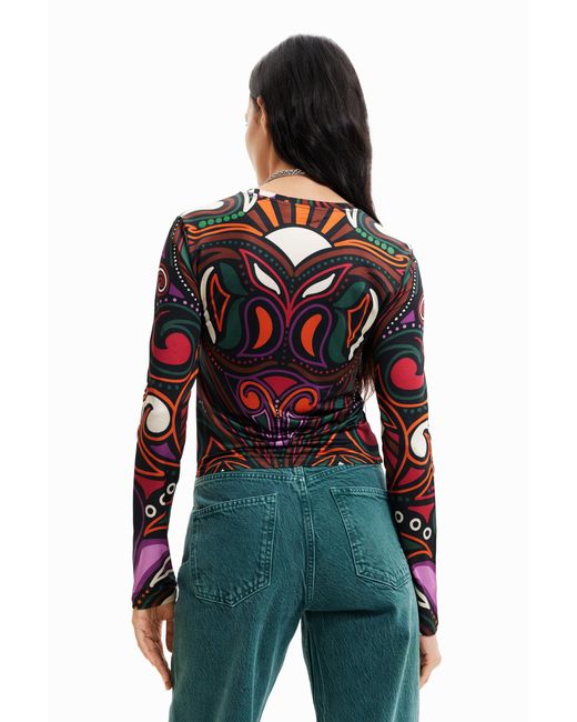 Desigual Red “Save Nature” T-Shirt, Acetate
