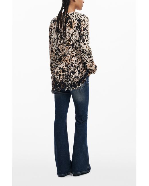 Desigual Multicolor Animal Print Sweater, Cotton
