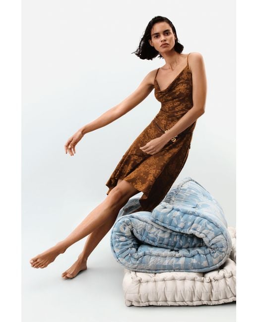 Desigual Brown Asymmetrical Strappy Dress, Polyester