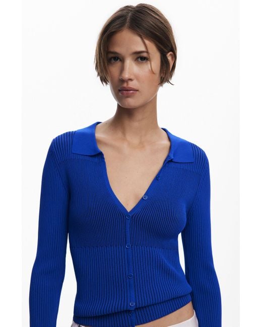 Desigual Blue Fine Buttoned Sweater