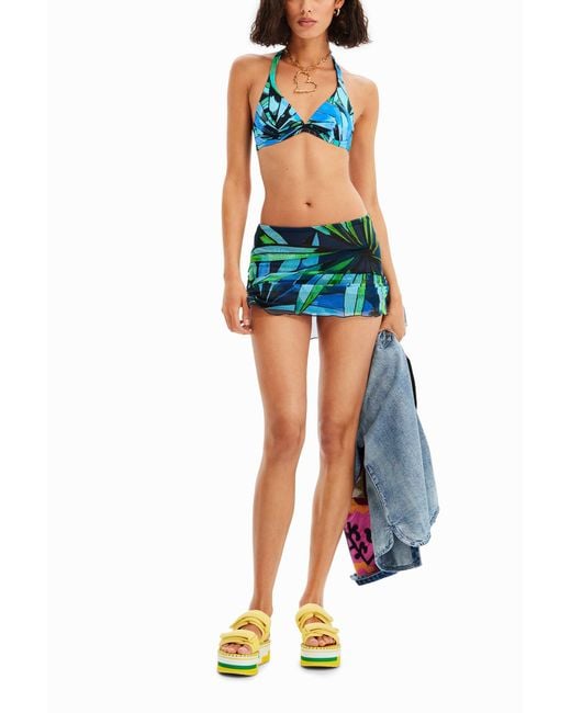 Desigual Blue Tropical Bikini Top