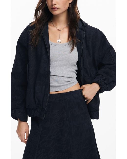 Desigual Blue Padded Coat M. Christian Lacroix, Cotton