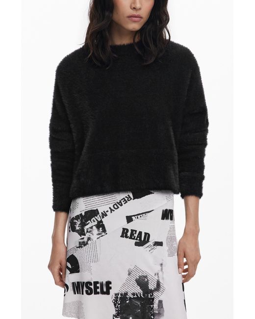 Desigual Black 2-In-1 Newspaper Dress, Polyamide