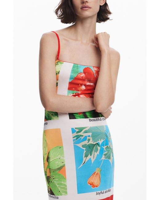 Desigual White Tyler Mcgillivary Postcard Maxi Dress, Polyester