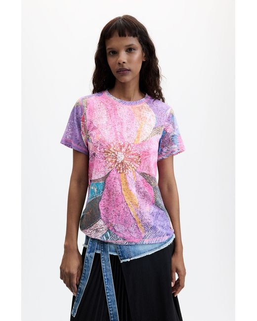 Desigual Red Floral Printed T-Shirt