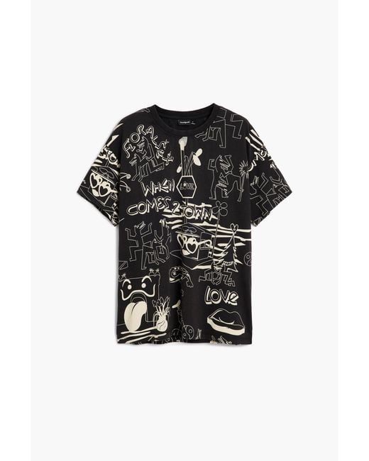Desigual Black 100% Cotton T-Shirt, Cotton for men