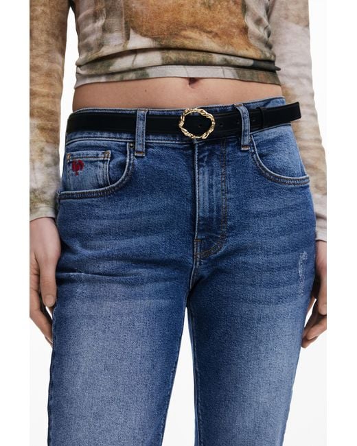 Desigual Black Leather Belt Zalio