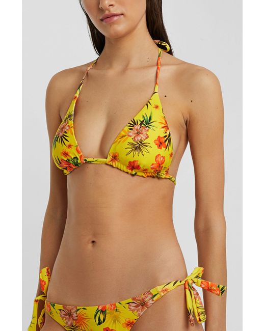 Top De Bikini Triangular Reversible Desigual de color Yellow