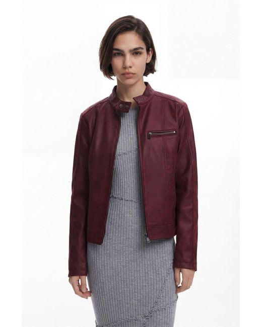 Desigual Purple Biker Jacket, Polyester