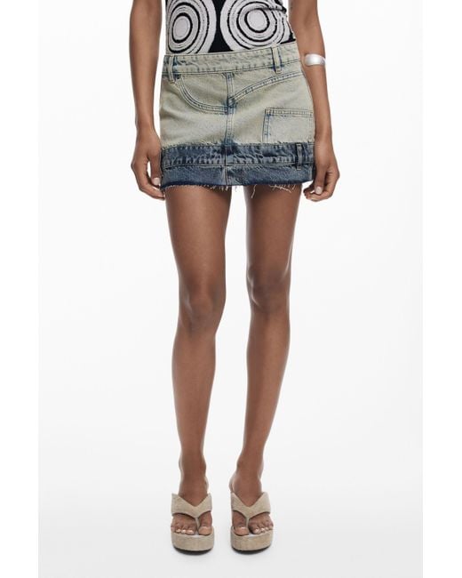 Desigual Blue Double-Waist Mini Skirt