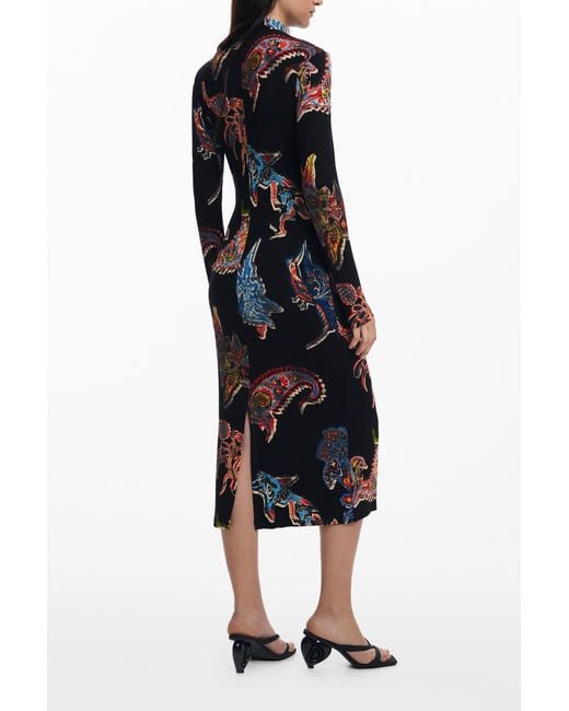Desigual Black Dress Designed By Mr. Christian Lacroix, Viscose