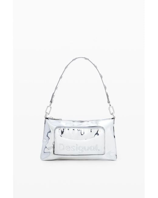 Desigual Half Logo Faux Leather Shoulder Bag In Red