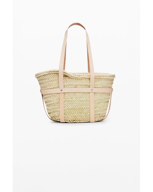 Desigual White S Leather Wicker Basket, Straw
