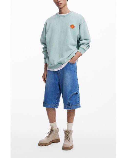 Desigual Blue Buenavida Embroidered Sweatshirt, Cotton for men