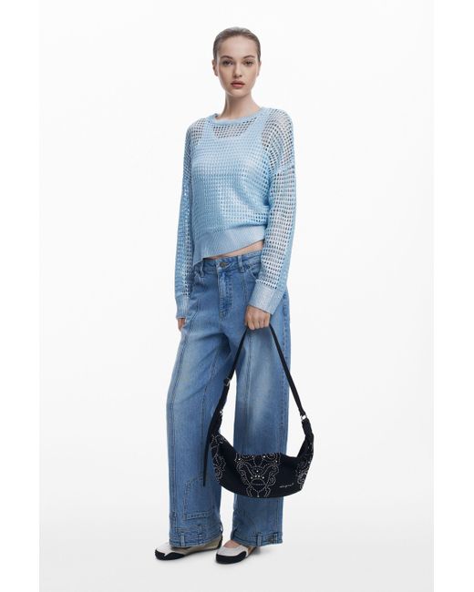 Petit Sac Effet Cuir À Clous, Femme, Polyuréthane, Noir Desigual en coloris White