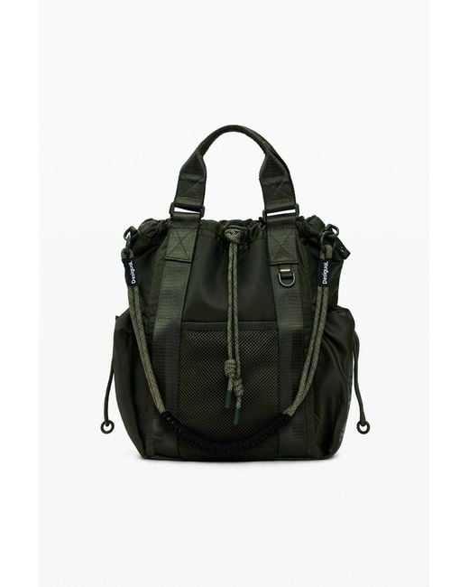 Desigual Black Waxed Multi-Position Backpack, Polyamide