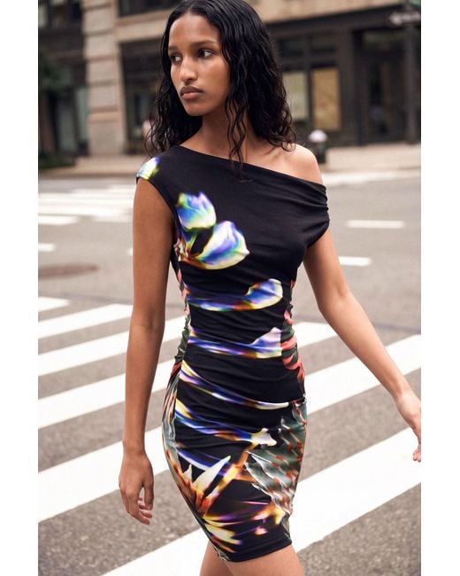 Desigual Black Printed Knit Dress. C. Lacroix, Viscose