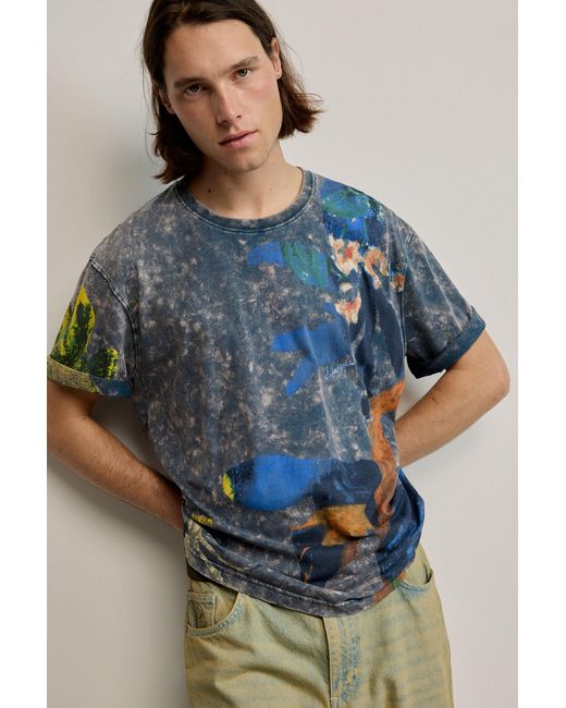 Desigual Blue Printed Arty T-Shirt, Cotton for men