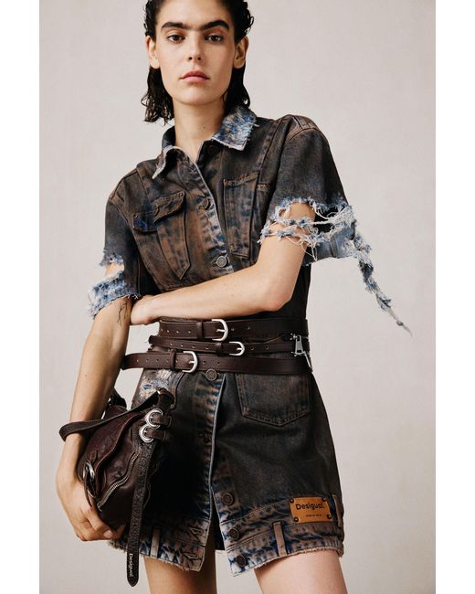 Desigual Brown Denim Studio Dress, Cotton
