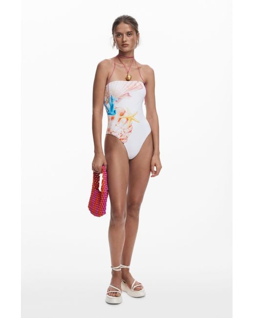 Desigual White Star Swimsuit Shells