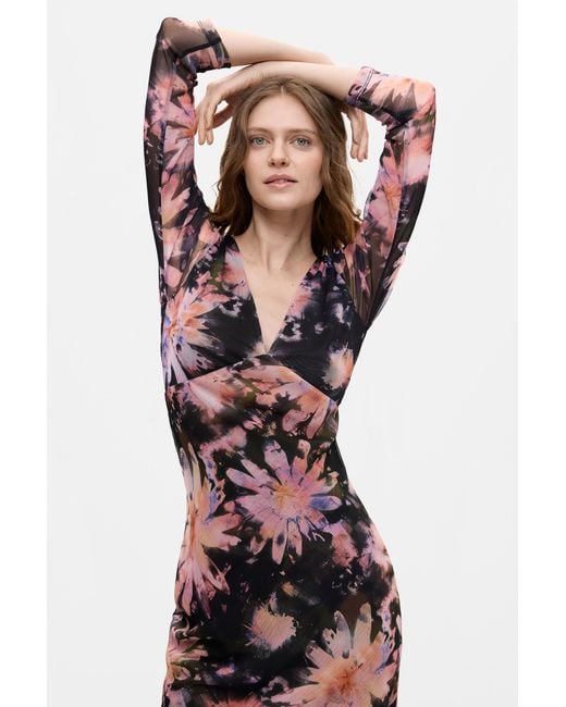 Desigual White Long-Sleeve Midi Dress
