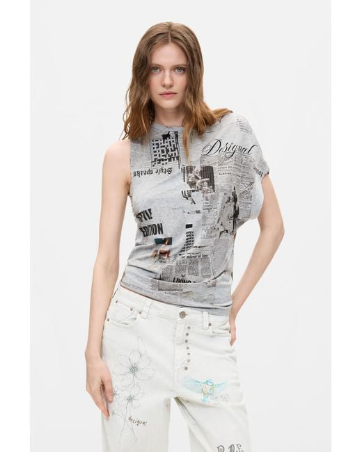 Desigual White Long Printed Jeans, Cotton