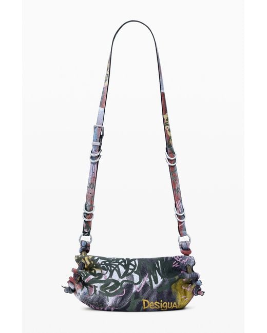 Desigual White Printed Arty Bag, Polyurethane