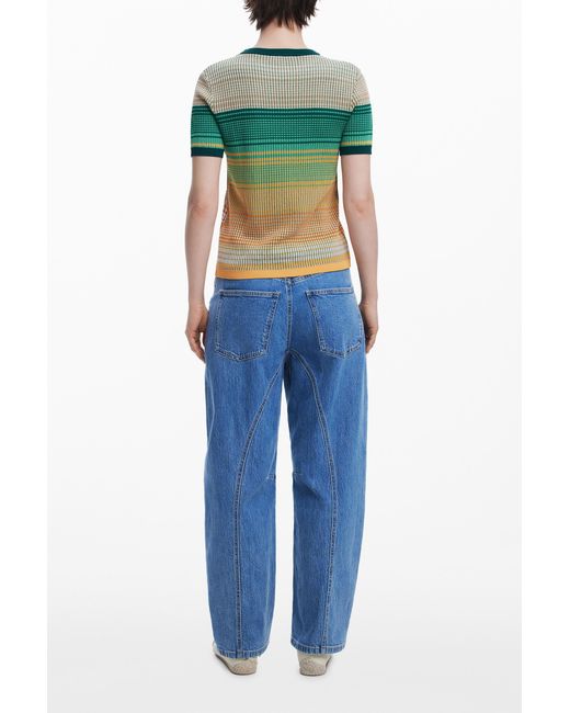 Desigual Green Landscape Knit T-Shirt