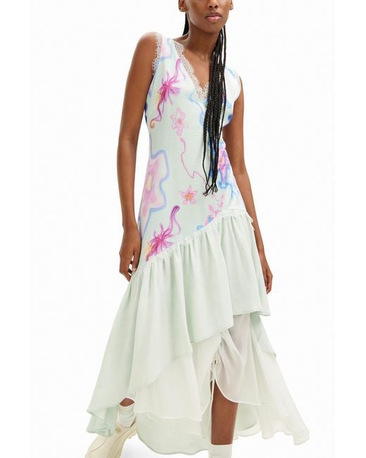 Desigual White Collina Strada Long Multilayered Strappy Dress