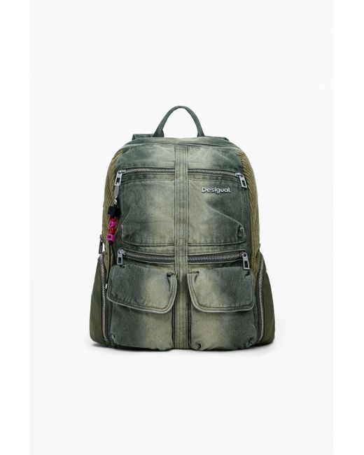 Desigual Green Large Combined Denim Backpack