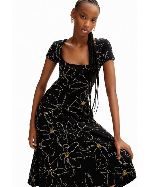 Desigual Black Arty Floral Dress