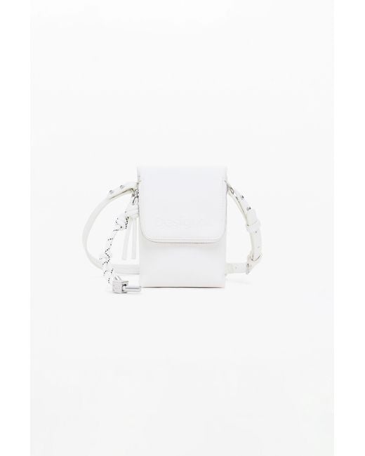 Desigual White 3D Logo Phone Holder, Polyurethane