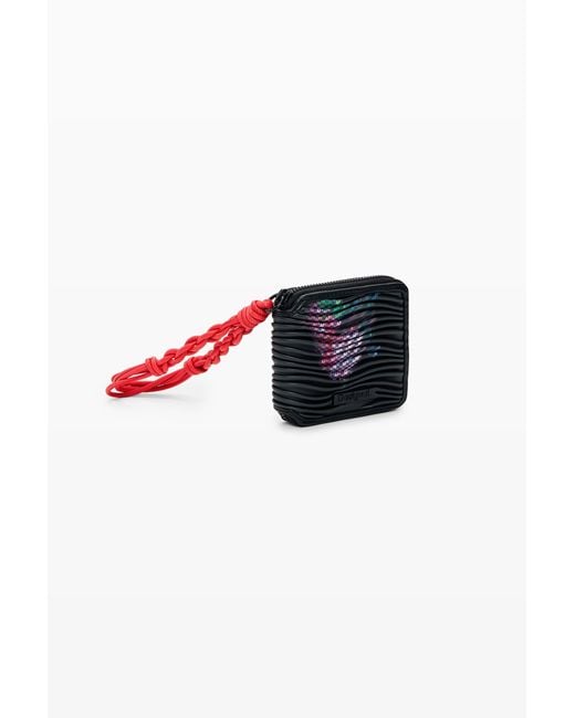 Desigual Black Medium Floral-Texture Wallet, Polyurethane