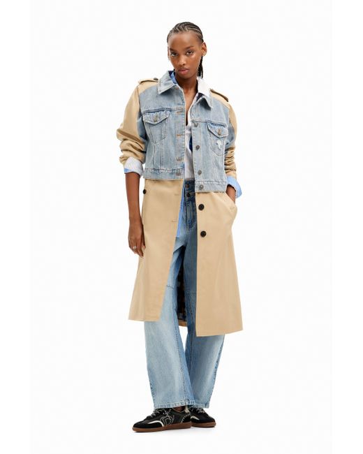 Desigual Blue Hybrid Denim Trench Coat