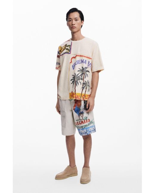 Desigual White Buenavida Postcard T-Shirt for men