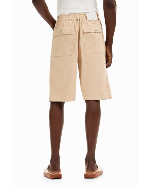 Desigual Natural Plain Shorts With Pockets, Cotton for men