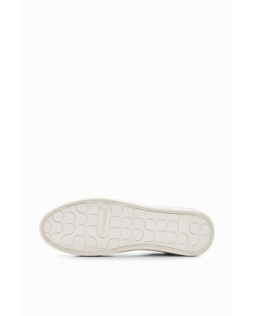 Desigual White Heart Platform Sneakers, Polyurethane